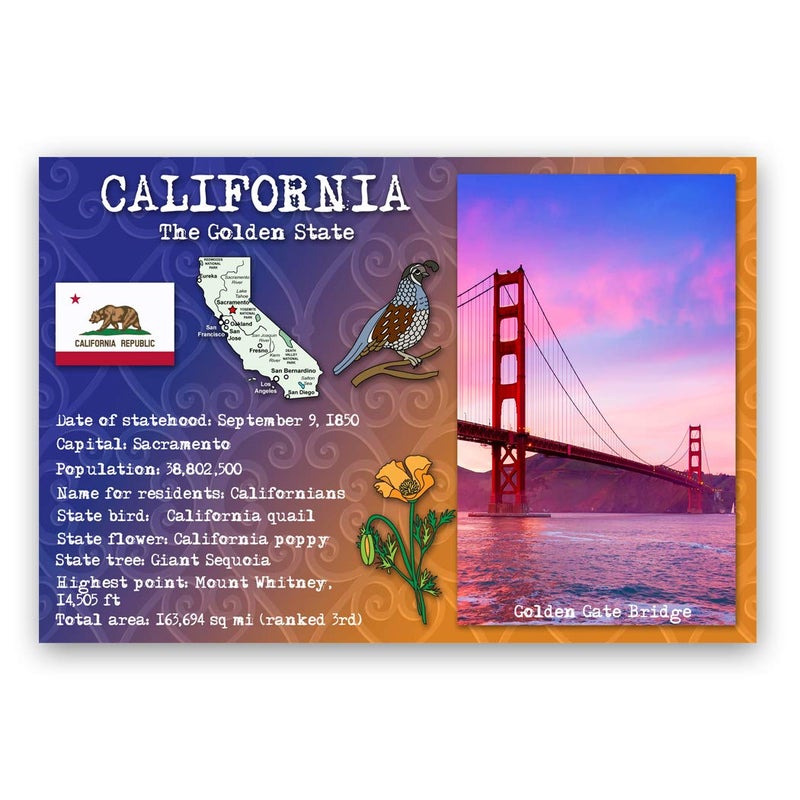 Postcard Fair بطاقة بريدية عن حقائق ولاية كاليفورنيا - Image 1